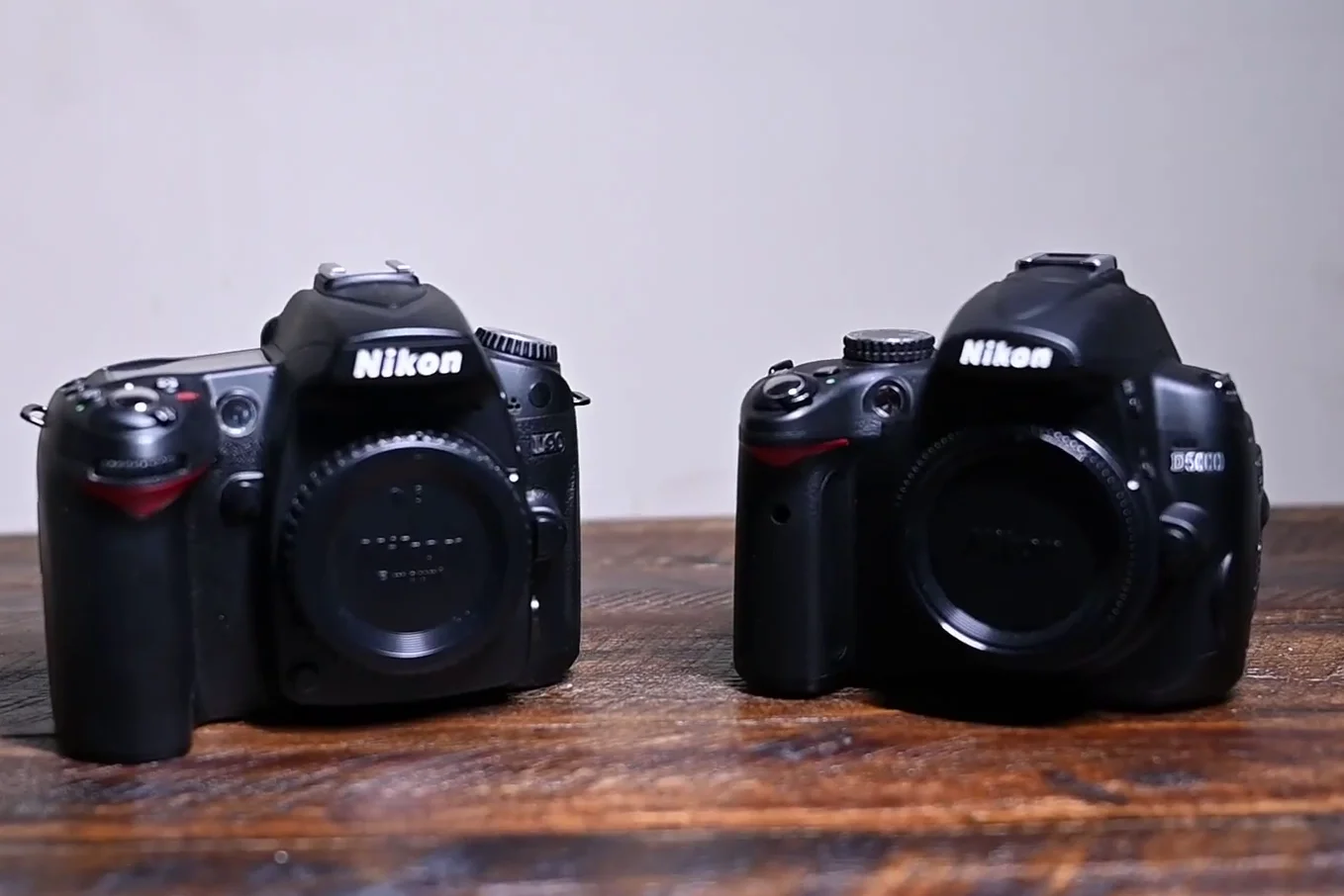 Comparing the size of Nikon D5000, D90, and D60 bodies side by side