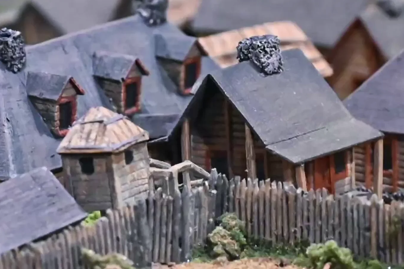 Detailed shot of a miniature model village showing sharpness and contrast