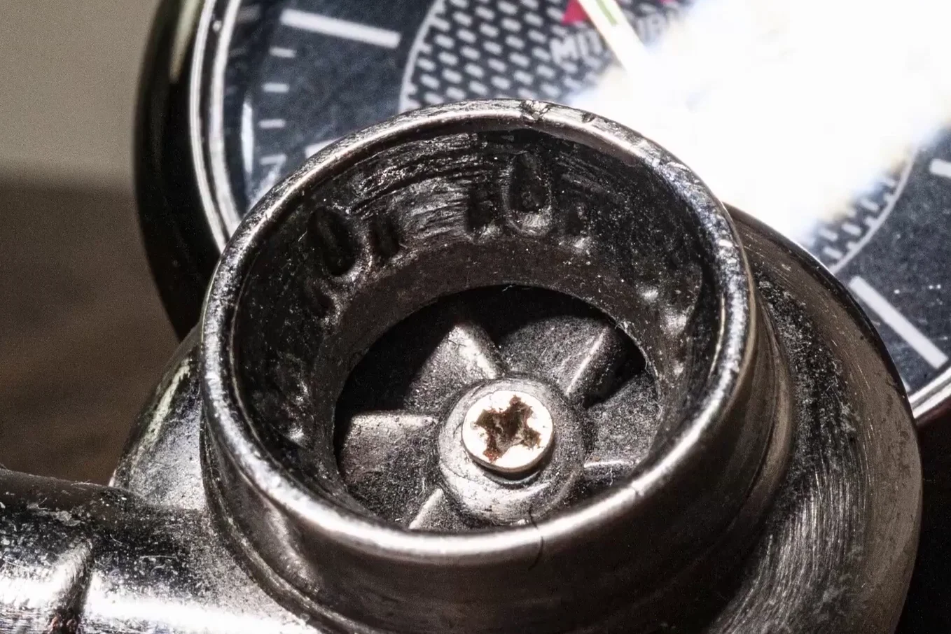 Macro shot of a small metal mechanical part