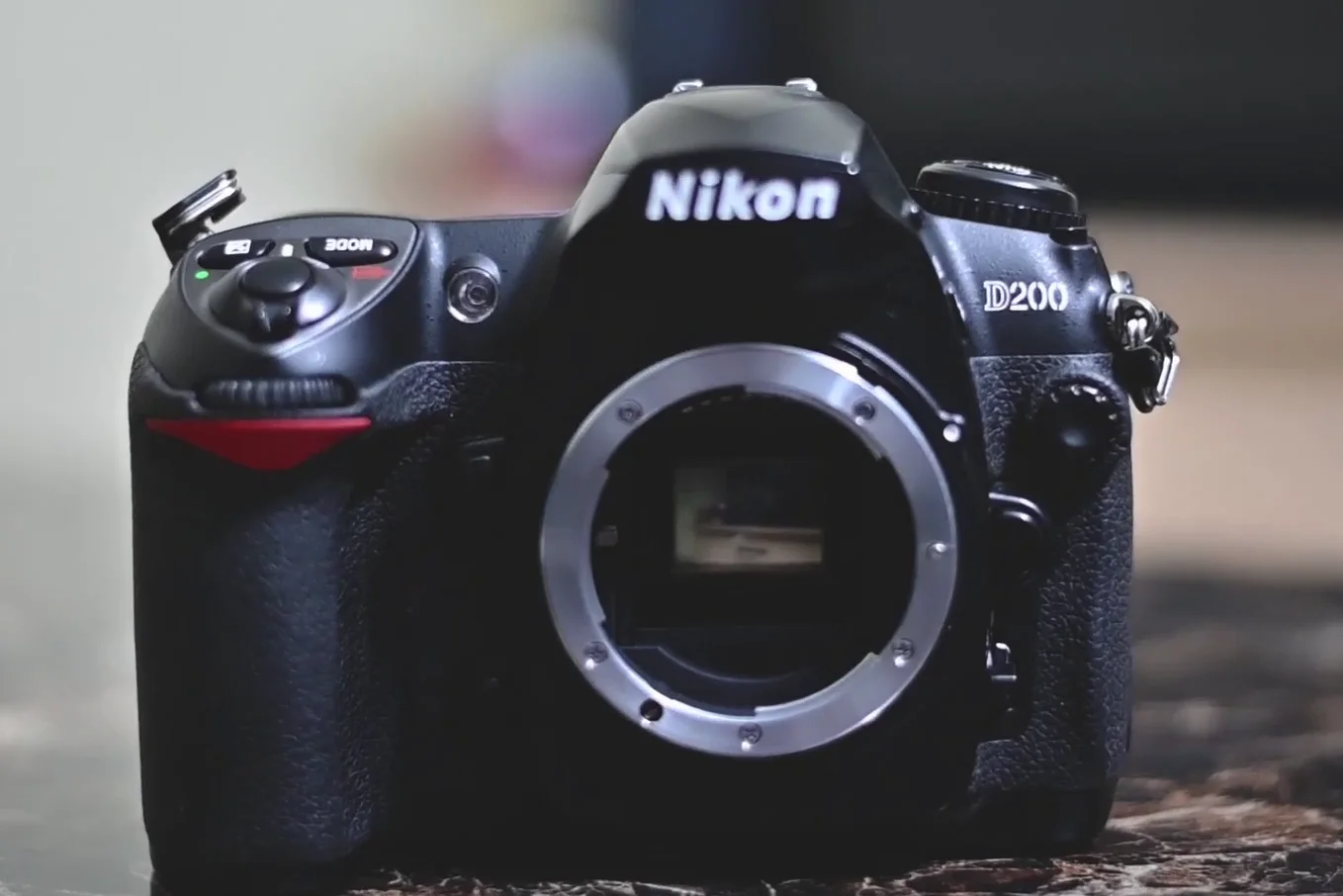 Nikon D200 front view showing the mount and body design