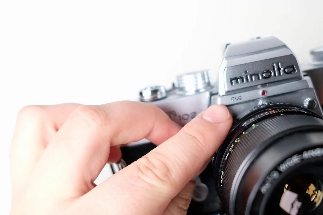 Close up of the CLC logo on the Minolta prism