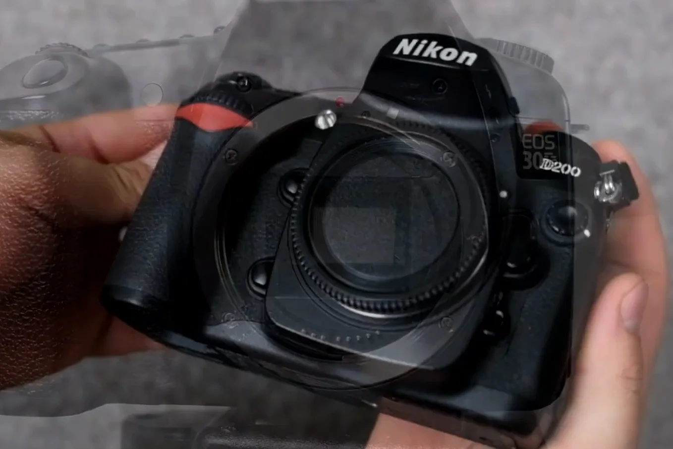 Nikon D200 and Canon 30D side by side comparison back view