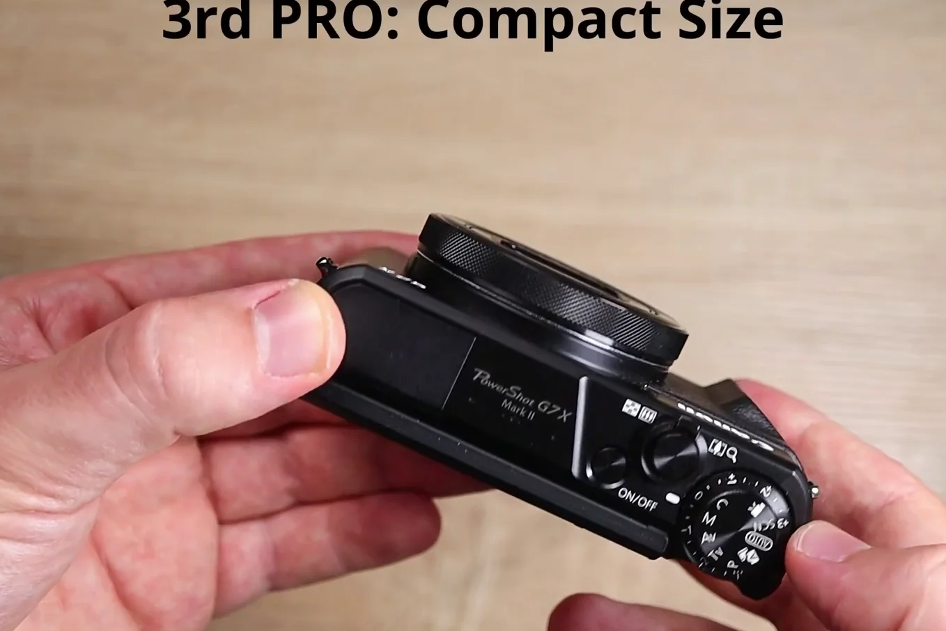 Side profile of the camera showing compact size when off