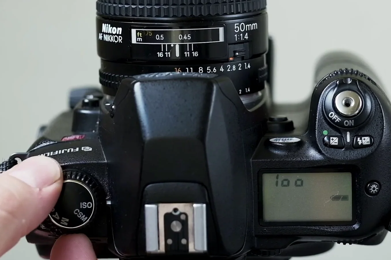 Top down view showing the multiple LCD screens on the camera back