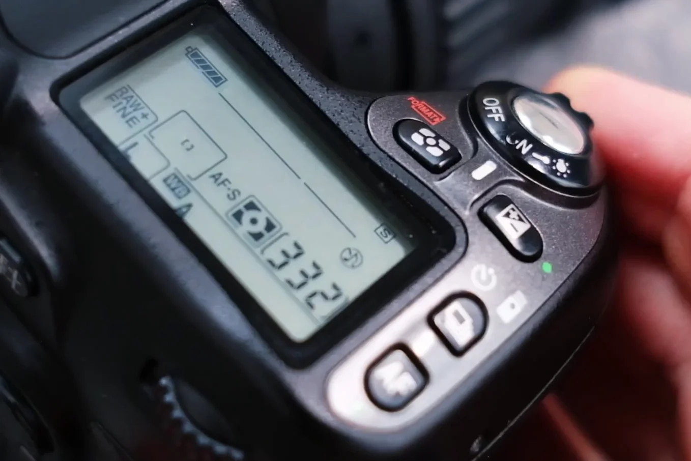 Top LCD and control buttons of the Nikon D80