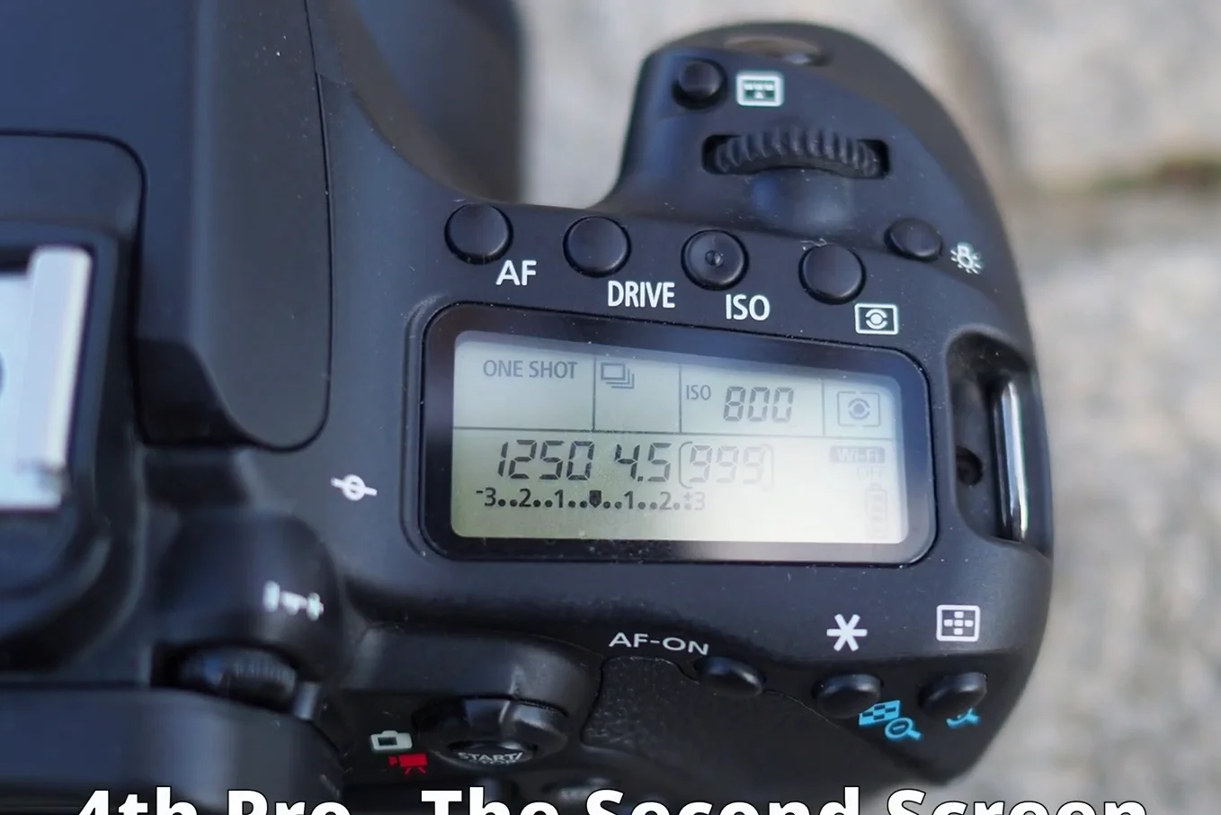 Top LCD screen of Canon 80D displaying exposure settings